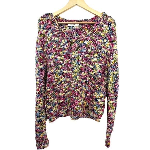 Missa Chunky Knit Rainbow Colorful Scoop Neck Pull Over Sweater L - Picture 3 of 7